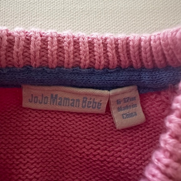 JoJo Maman Bebe 6-12 Months Baby Girl Pink Sweater Cardigan Mouse Flower Pocket - Picture 5 of 6